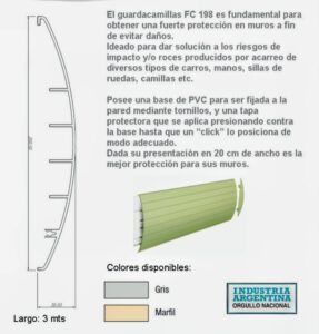 Los guarda camillas son productos diseñados para proteger las superficies de paredes y puertas de golpes, rayaduras y otros daños. Su sistema de amortiguación interno absorbe el impacto, previniendo rupturas y protegiendo tanto la infraestructura como el accesorio. Estos productos son antibacterianos, ignífugos, no se corroen, no necesitan pintura, son ligeros y de fácil instalación. www.fullgummex.com.ar